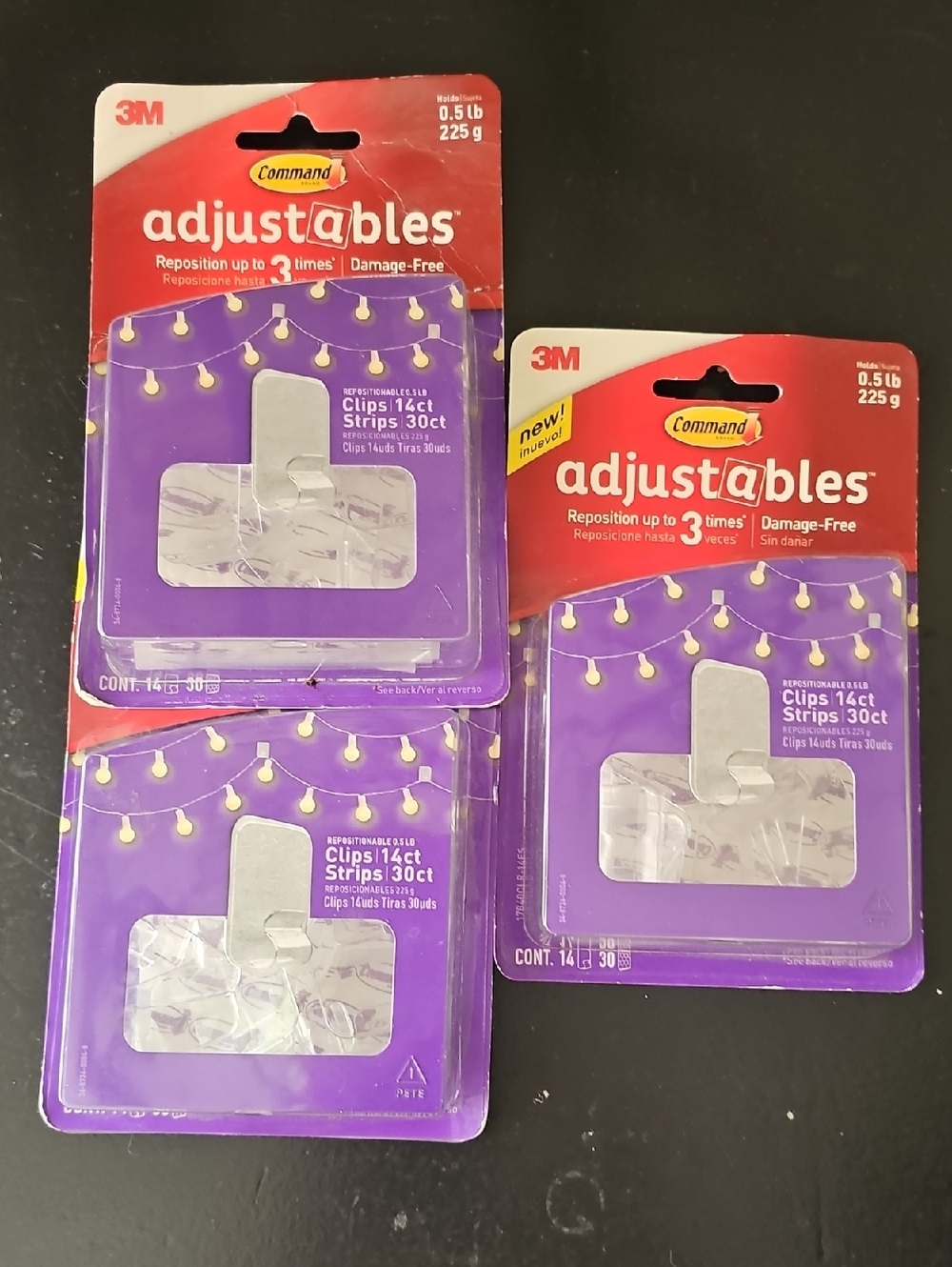 3 Packs 3M Command adjustables 14 Count Clear Tote D